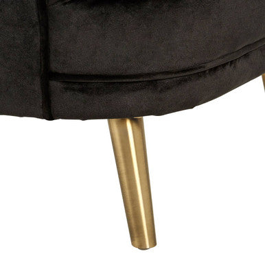 Louxor Black Velvet Round Armchair