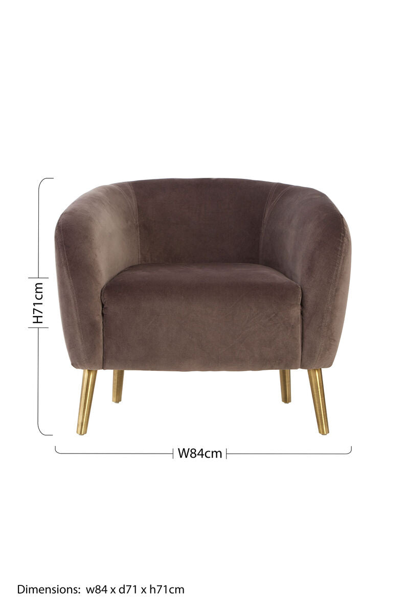 Louxor Grey Velvet Round Armchair
