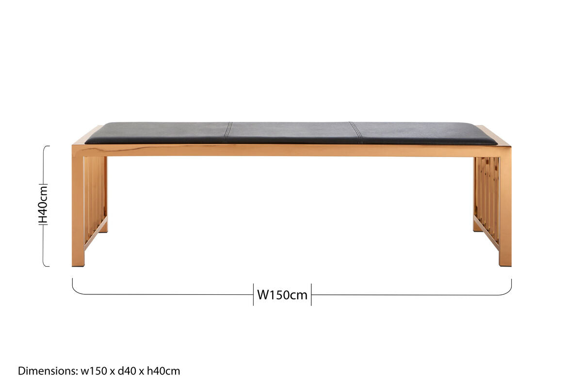 Novara Black Leather Bench