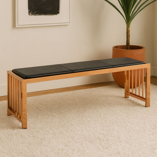Novara Black Leather Bench