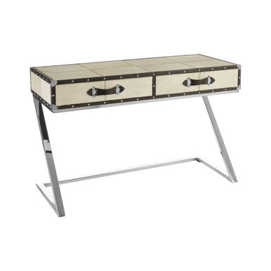 Kensington Townhouse Natural Hair on Leather 2 Drawer Console Table