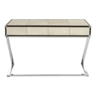 Kensington Townhouse Natural Hair on Leather 2 Drawer Console Table