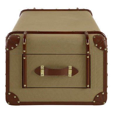 Columbus Natural Canvas Trunk Style Coffee Table with Drawers