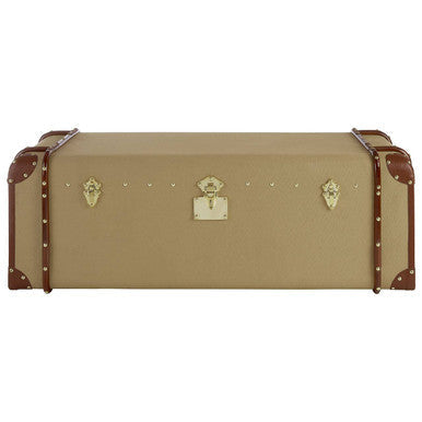 Columbus Natural Canvas Trunk Style Coffee Table with Drawers