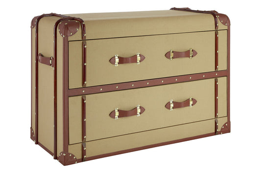 Columbus Natural Canvas Trunk Style Chest of Two Drawers