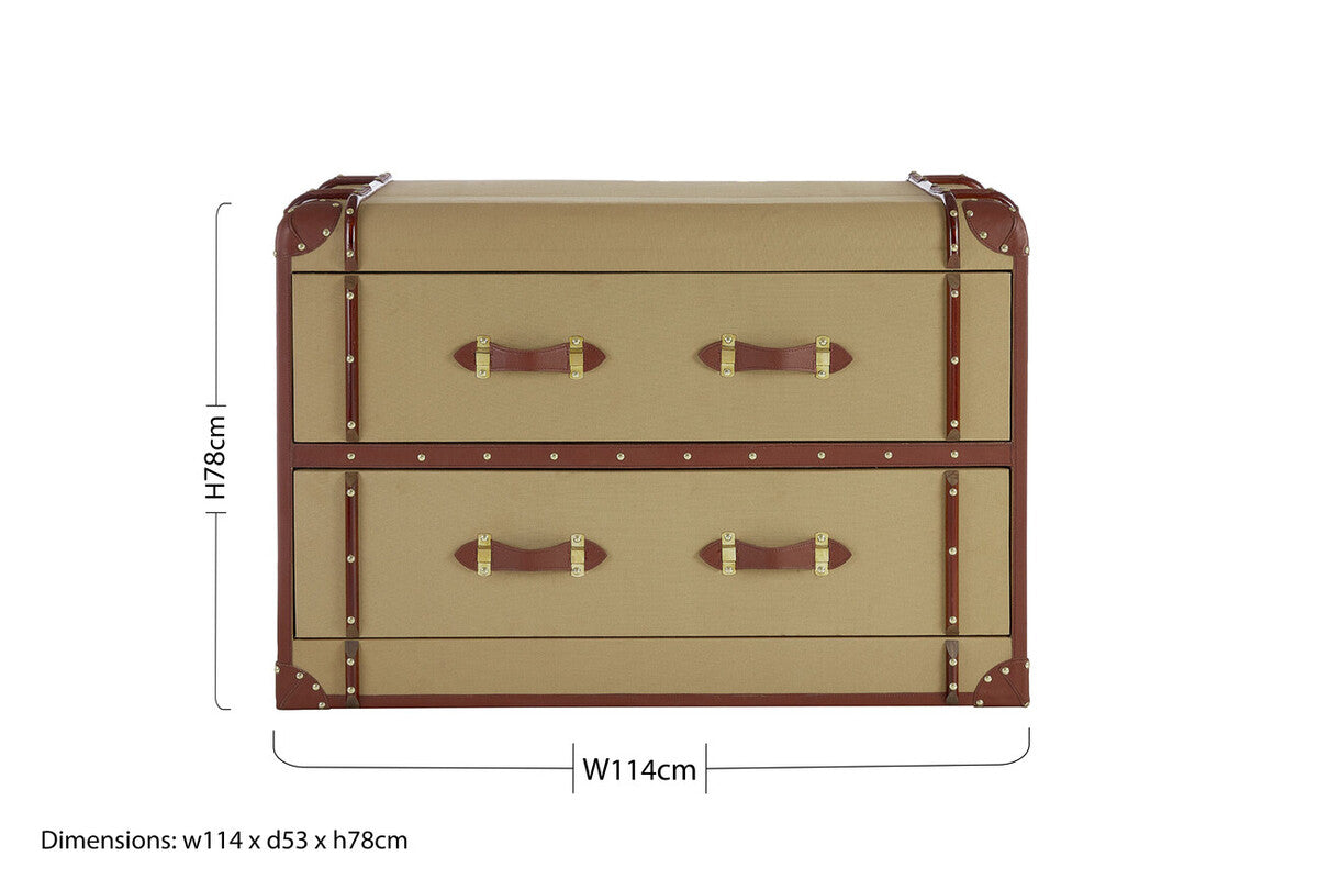 Columbus Natural Canvas Trunk Style Chest of Two Drawers