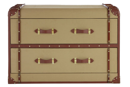 Columbus Natural Canvas Trunk Style Chest of Two Drawers