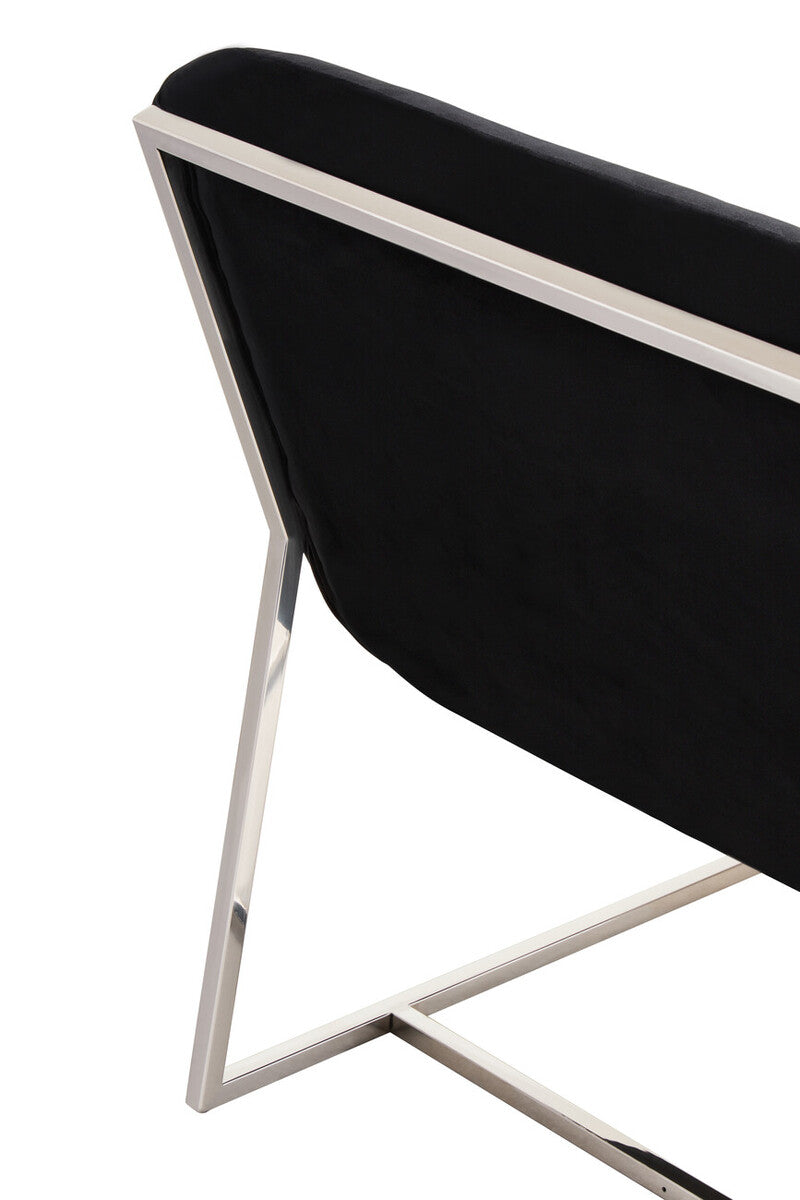 Vogue Midnight Blue Velvet Lounge Chair with Channel Tufting