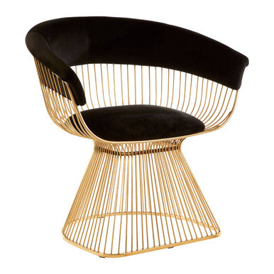 Vogue Black Velvet Chair with Gold Finish Frame