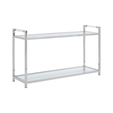 Vogue Clear Glass 2 Tier Console Table with Silver Finish Frame