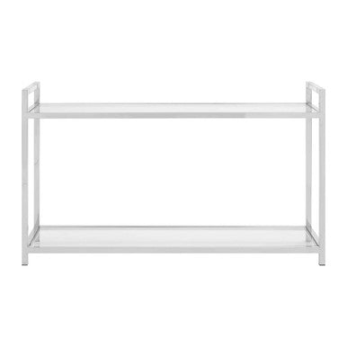Vogue Clear Glass 2 Tier Console Table with Silver Finish Frame
