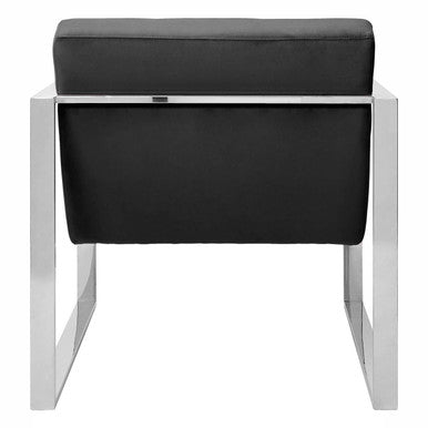 Vogue Black Velvet Lounge Chair with Silver Finish Frame