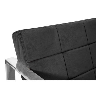 Vogue Black Velvet Lounge Chair with Silver Finish Frame