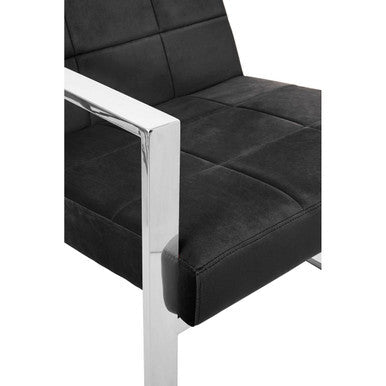 Vogue Black Velvet Lounge Chair with Silver Finish Frame