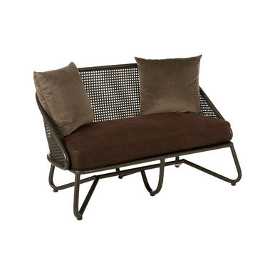 New Foundry Brown Leather Effect 2 Seater Sofa with Metal Frame