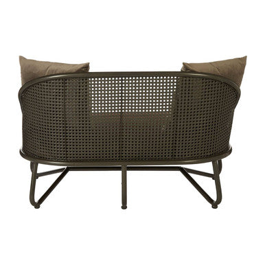 New Foundry Brown Leather Effect 2 Seater Sofa with Metal Frame