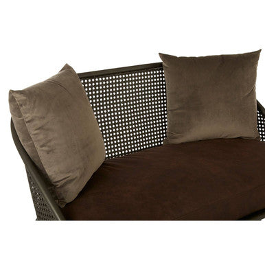 New Foundry Brown Leather Effect 2 Seater Sofa with Metal Frame