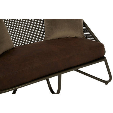 New Foundry Brown Leather Effect 2 Seater Sofa with Metal Frame