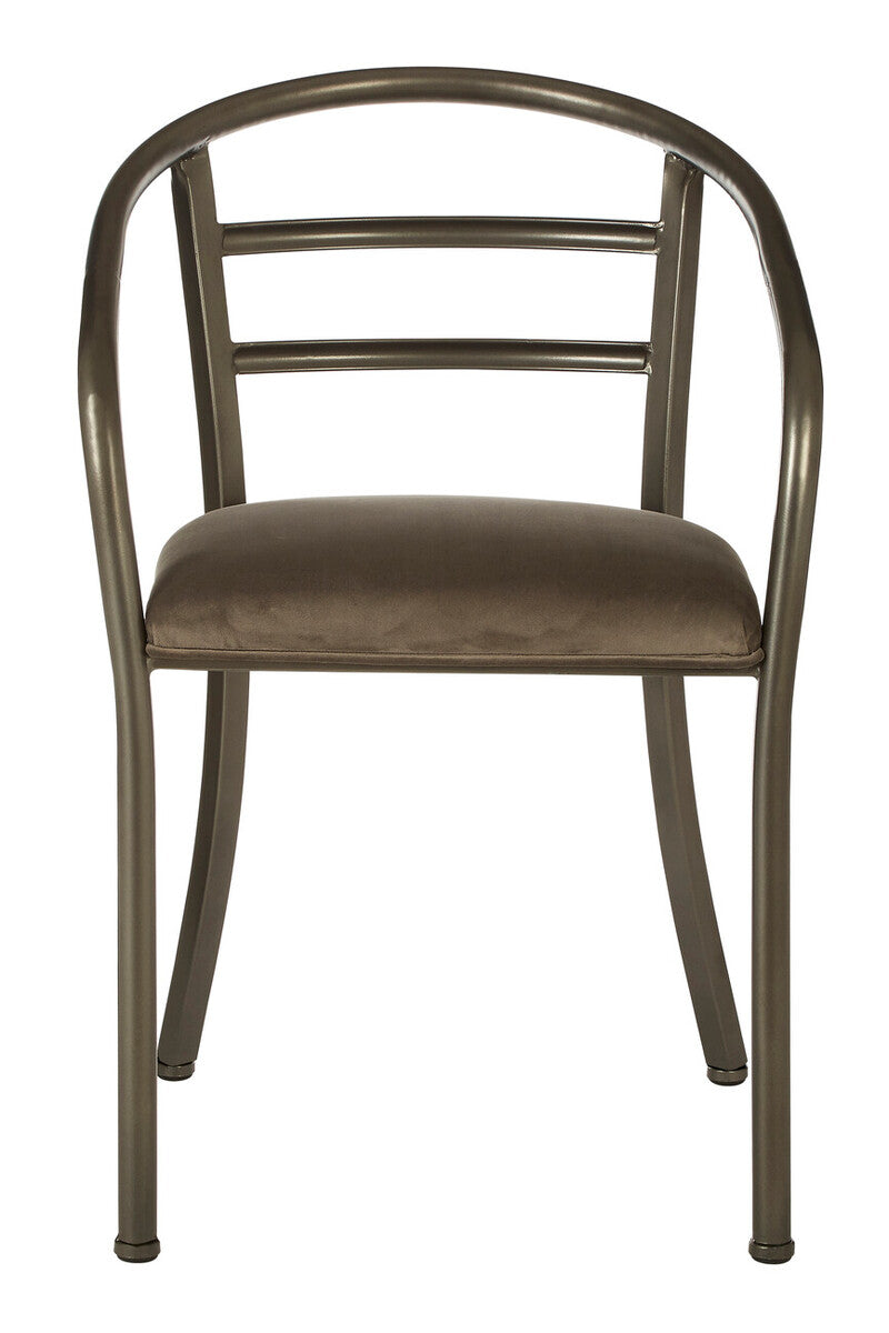 New Foundry Brown Fabric Curved Dining Chair