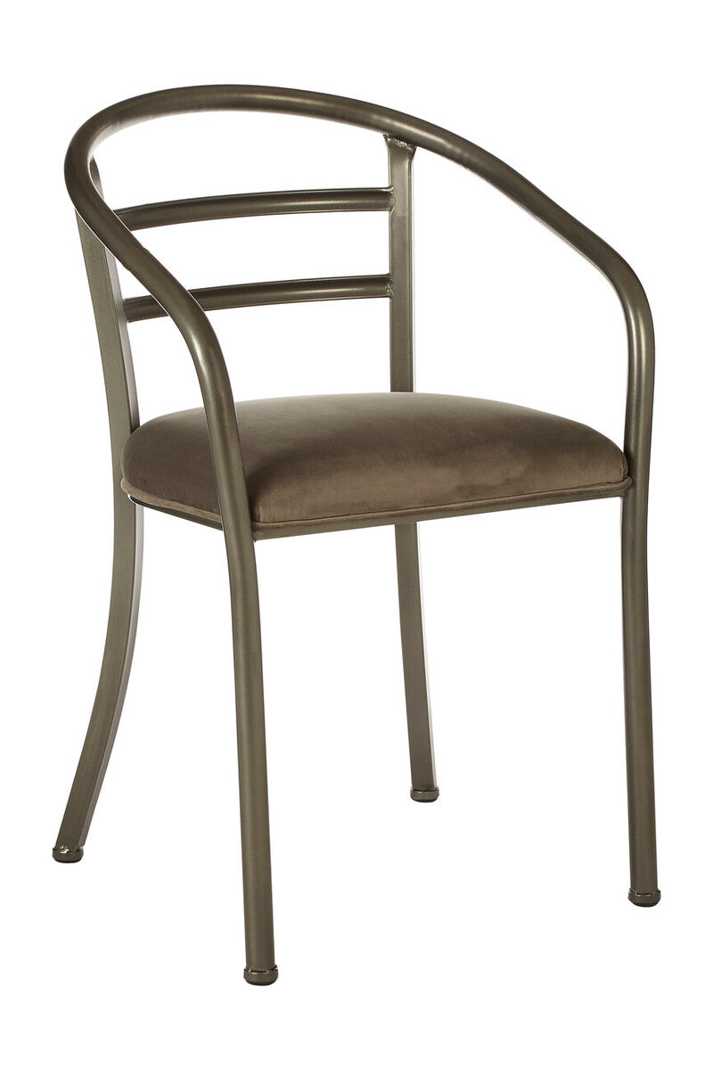 New Foundry Brown Fabric Curved Dining Chair