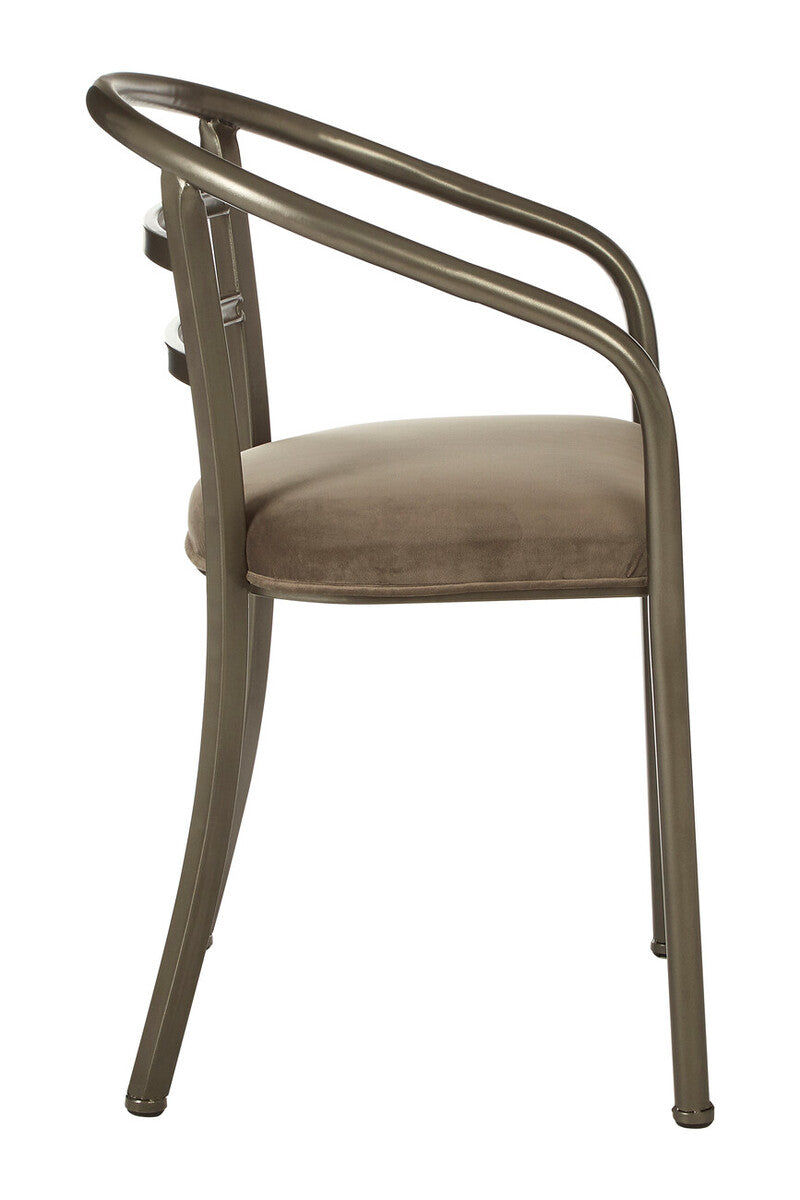 New Foundry Brown Fabric Curved Dining Chair