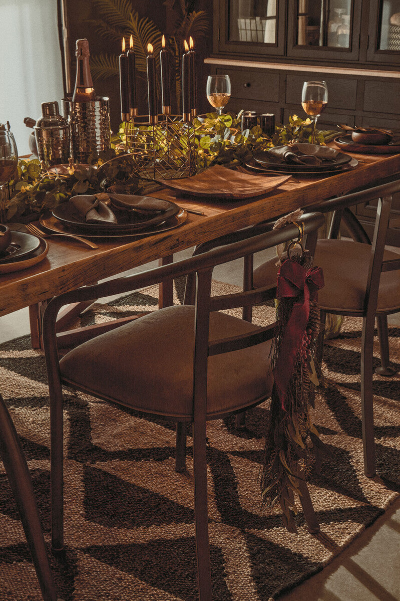 New Foundry Brown Fabric Curved Dining Chair