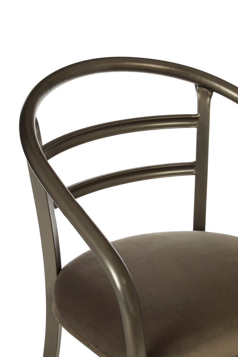 New Foundry Brown Fabric Curved Dining Chair