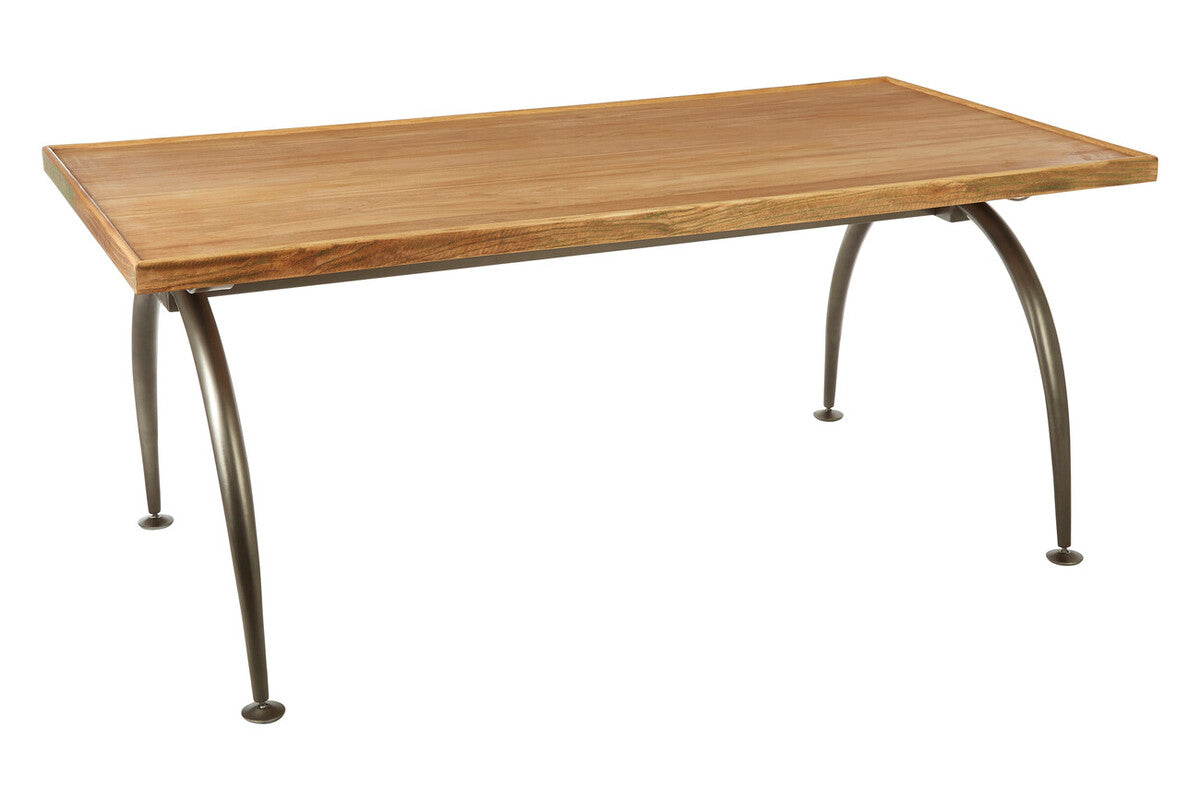 New Foundry Wooden Rectangular Dining Table with Curved Metal Legs