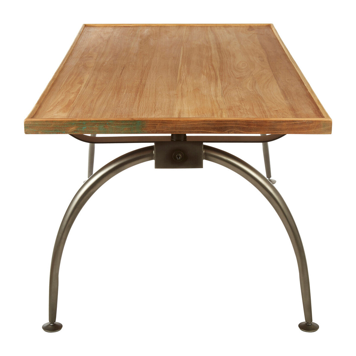 New Foundry Wooden Rectangular Dining Table with Curved Metal Legs