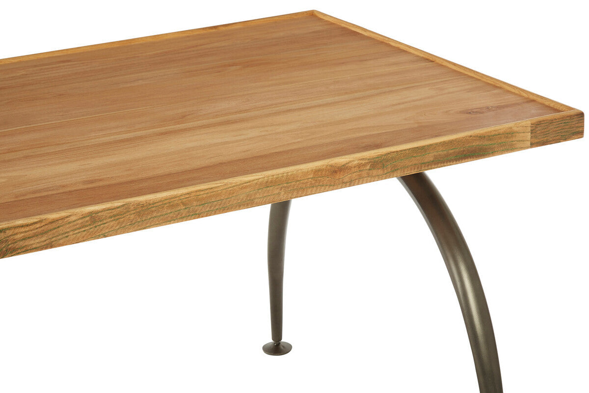 New Foundry Wooden Rectangular Dining Table with Curved Metal Legs