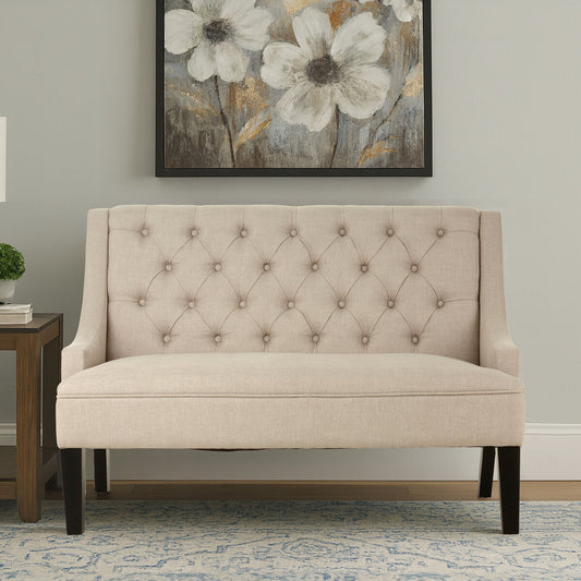 Doucet Natural Linen High Back Bench