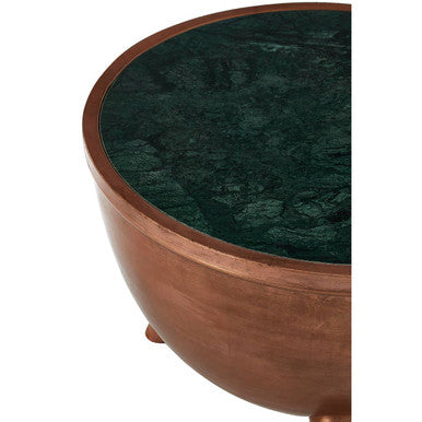 Crest Green Marble and Copper Finish Coffee Table