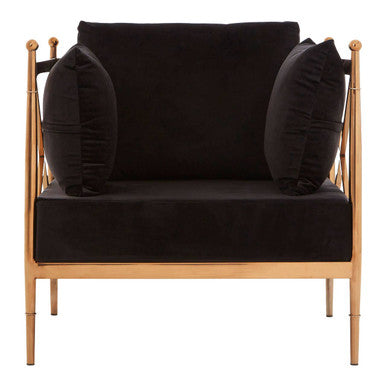 Novo Black Velvet and Rose Gold Finish Chair
