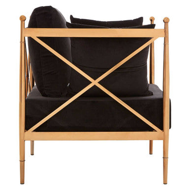 Novo Black Velvet and Rose Gold Finish Chair
