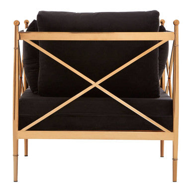 Novo Black Velvet and Rose Gold Finish Chair