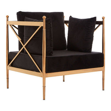 Novo Black Velvet and Rose Gold Finish Chair