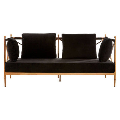 Novo Black Velvet and Rose Gold Finish 2 Seater Sofa