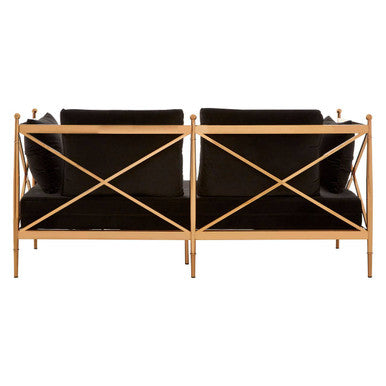 Novo Black Velvet and Rose Gold Finish 2 Seater Sofa