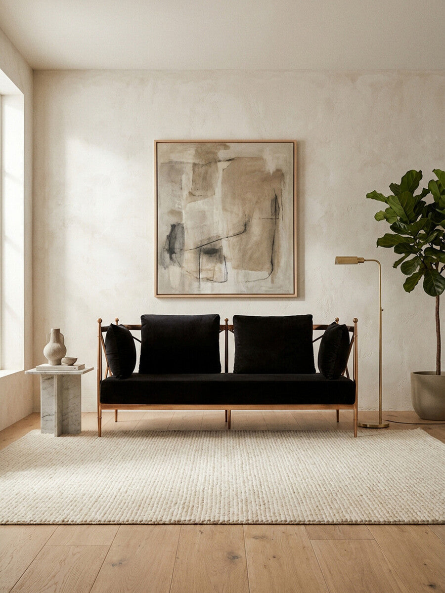 Novo Black Velvet and Rose Gold Finish 2 Seater Sofa