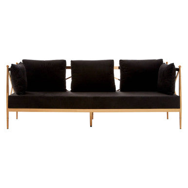 Novo Black Velvet and Rose Gold Finish 3 Seater Sofa
