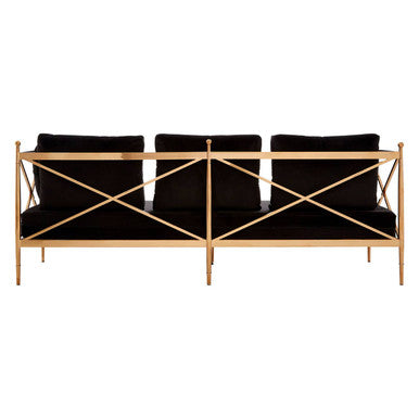 Novo Black Velvet and Rose Gold Finish 3 Seater Sofa