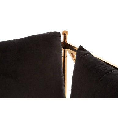Novo Black Velvet and Rose Gold Finish 3 Seater Sofa
