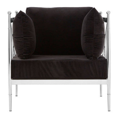 Novo Black Velvet and Silver Finish Chair