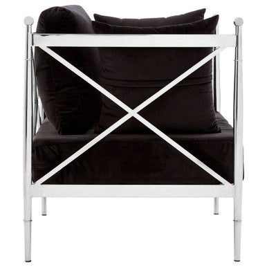 Novo Black Velvet and Silver Finish Chair