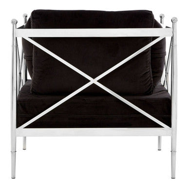 Novo Black Velvet and Silver Finish Chair