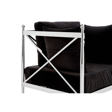 Novo Black Velvet and Silver Finish Chair