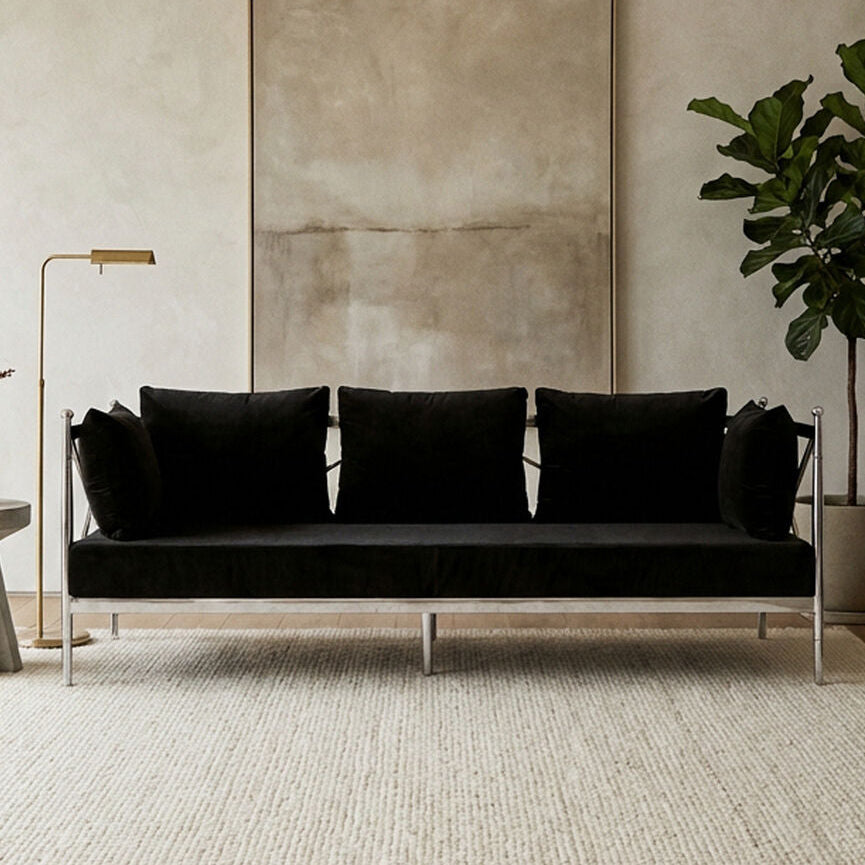 Novo Black Velvet 3 Seater Sofa