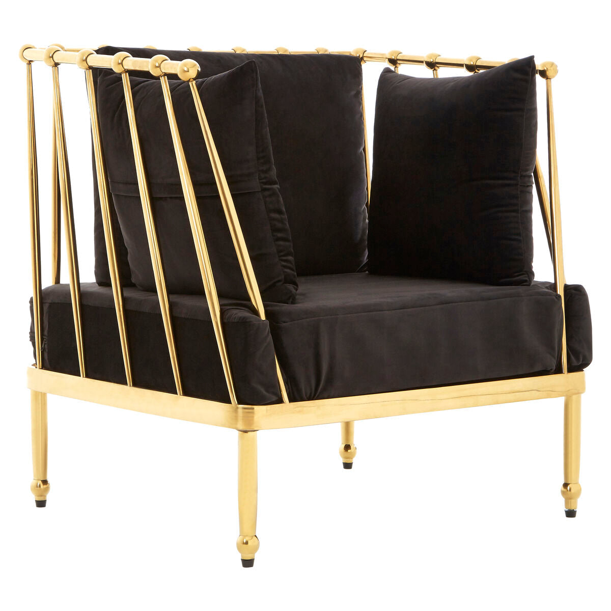 Novo Black Velvet and Gold Finish Chair