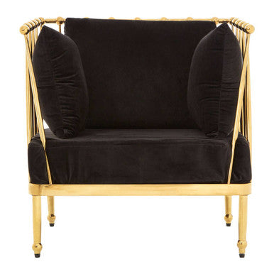 Novo Black Velvet and Gold Finish Chair
