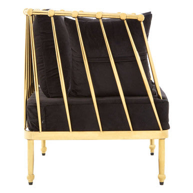 Novo Black Velvet and Gold Finish Chair